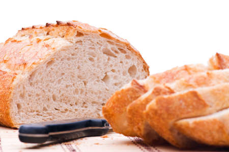 Sliced wheat bread. Isolated on white background