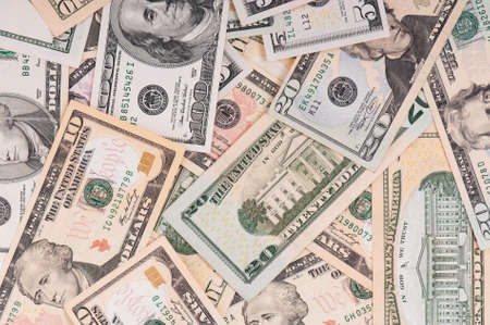Money background of $5-$100 banknotesの写真素材