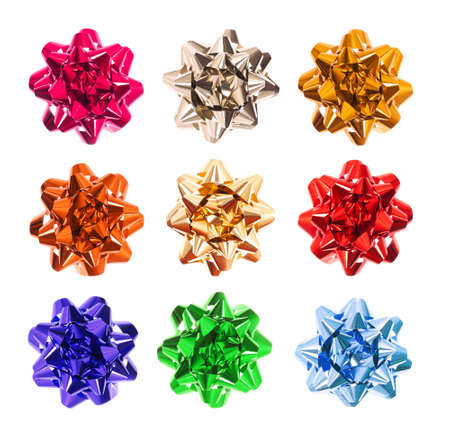 Collection beautiful colourful bows isolated on white backgroundの写真素材