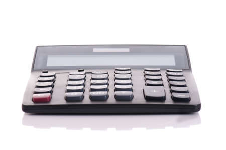 Big black calculator isolated on white backgroundの写真素材