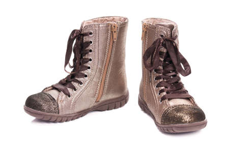 New boots child's fashion isolated on white background