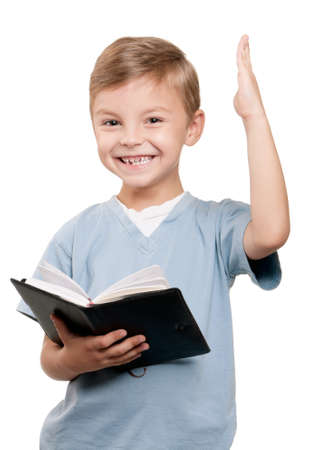 Boy with bookの写真素材