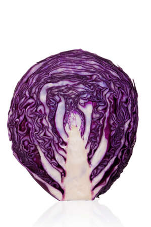 Fresh red cabbage vegetable on white backgroundの写真素材