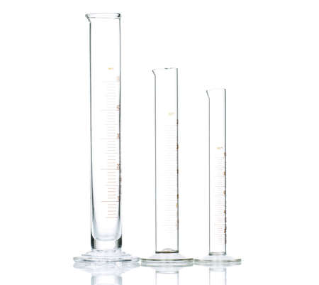 Laboratory glassware for liquids on white backgroundの写真素材