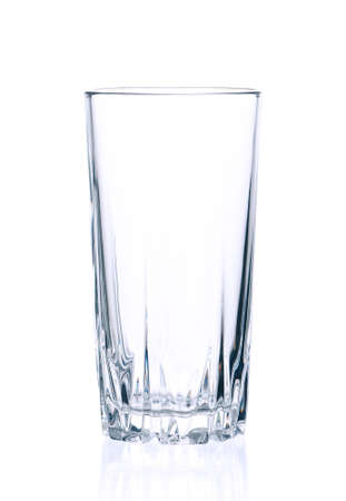 Empty glass for water, juice or milk on white backgroundの写真素材