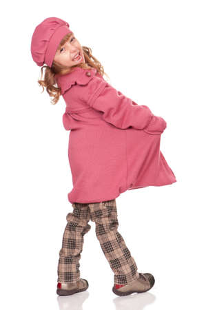 Full-frame pretty little girl  Isolated on white background の写真素材