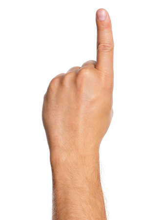 Man hand sign isolated on white backgroundの写真素材