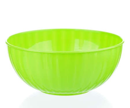 Green empty bowl isolated on white backgroundの写真素材