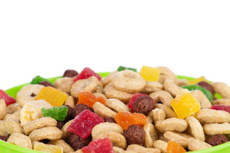 Cornflakes in bowl isolated on white background