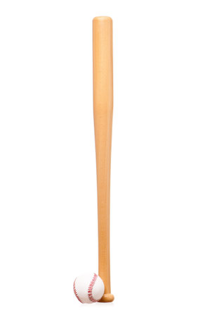 Baseball bat and ball, isolated on white background