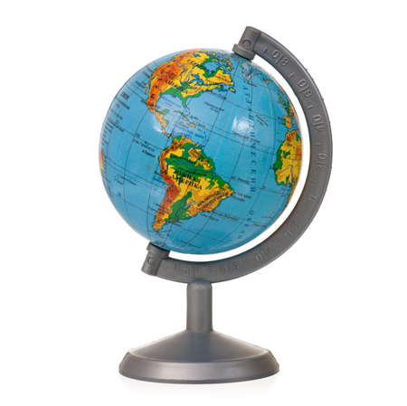 Small globe of the world, isolated on white backgroundの写真素材