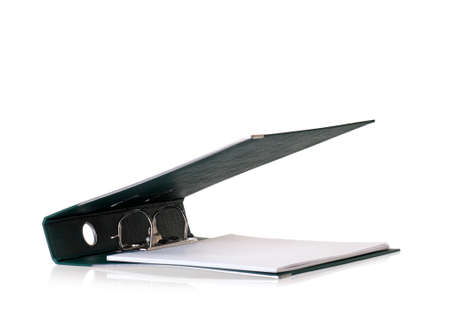 Single green file folder, isolated on white backgroundの写真素材