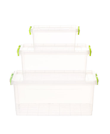 Plastic container for foodstuffs, isolated on white background