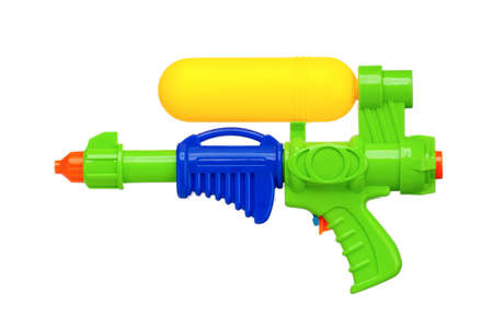 Plastic water gun isolated on white backgroundの写真素材