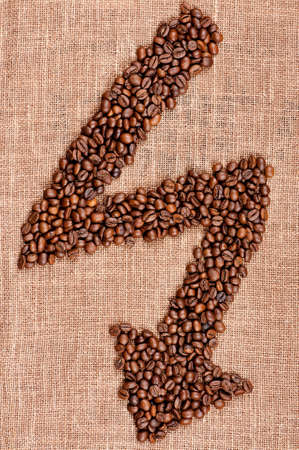 Closeup of coffee beans on the old burlapの写真素材