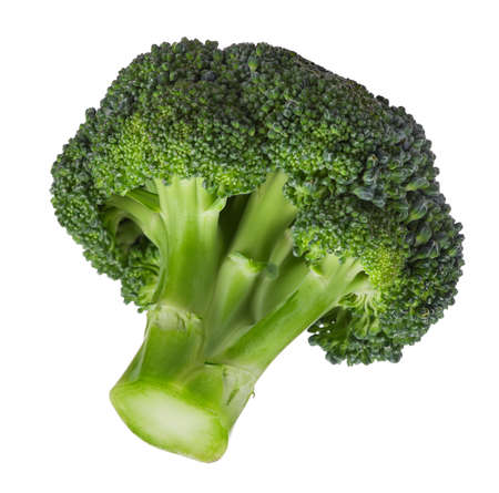 Fresh ripe broccoli piece on white background