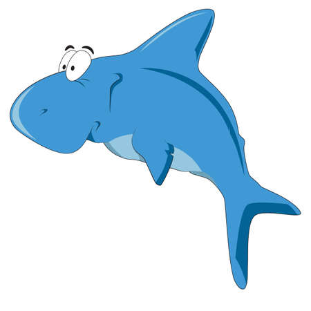 Vector illustration cartoon white shark with simple gradientsのイラスト素材