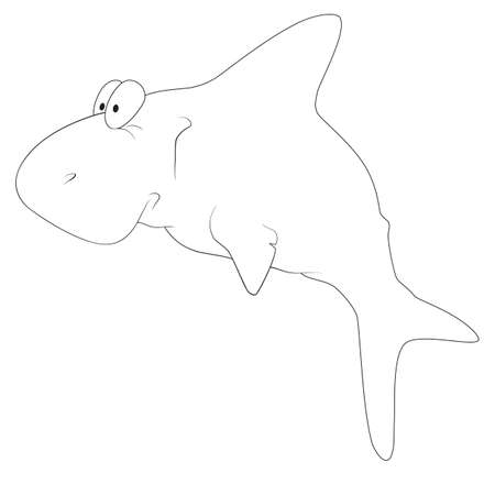 Vector illustration of a funny cartoon white sharkの写真素材