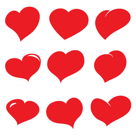 Vector illustration of a set red hearts on whiteのイラスト素材