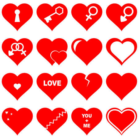 Vector illustration of a set red hearts - love conceptsの写真素材