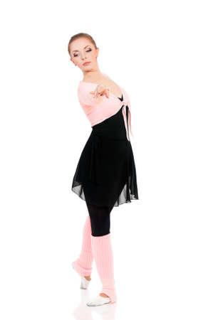 Beautiful young ballet dancer, isolated on white backgroundの写真素材