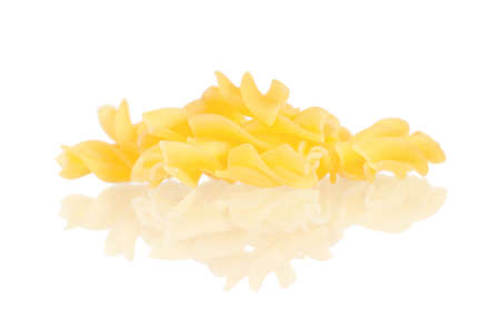 Portion raw pasta isolated on white backgroundの写真素材