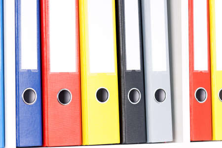 Close-up of file folders on the shelves at officeの写真素材
