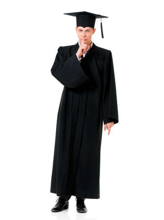 Young graduation man, isolated on white backgroundの写真素材