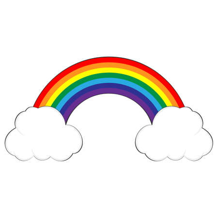 Vector illustration of a colorful rainbow in clouds on whiteのイラスト素材