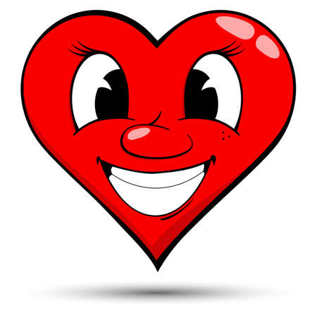 Vector illustration of a red heart with smile - love conceptsのイラスト素材