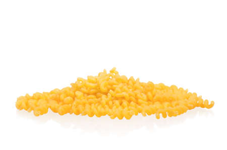 Portion raw pasta isolated on white backgroundの写真素材