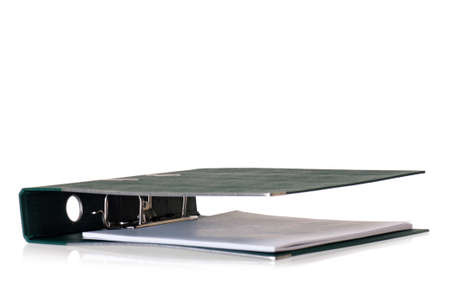 Single green file folder, isolated on white backgroundの写真素材