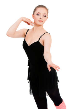 Beautiful one caucasian young woman ballerina ballet dancer, isolated on white backgroundの写真素材