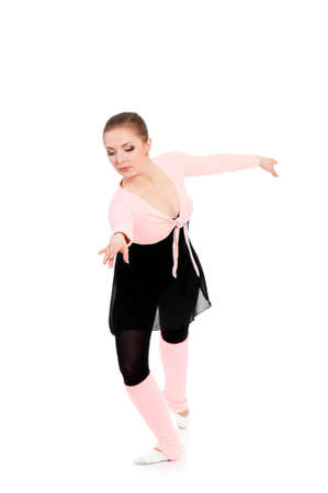 Beautiful one caucasian young woman ballerina ballet dancer, isolated on white backgroundの写真素材