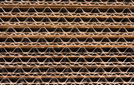 Close up of side view of a corrugated cardboard backgroundの写真素材