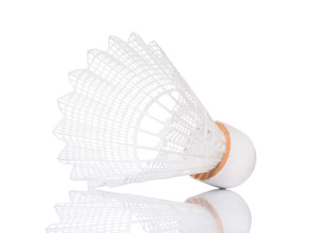 White shuttlecock for badminton isolated on white backgroundの写真素材