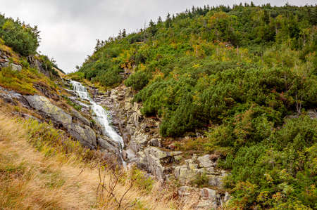 Lomiczka waterfall in polish part of Karkonosze Moutains, near Sniezka. Mountain river in Karkonosze National Park, Poland.の写真素材