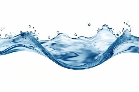 Water wave and splash isolated on white background, beautiful splashesの素材