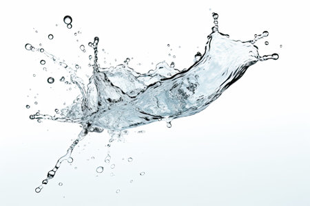 Water splash isolated on white background, beautiful splashesの素材