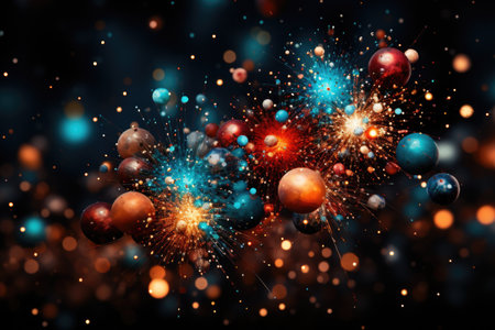 Abstract colourful explosion on blurred background stylized as space, fantastic universeの素材
