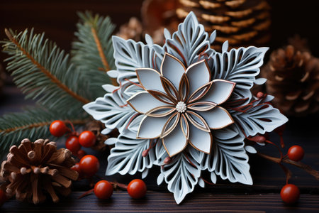 Beautiful Christmas and New Year decoration, christmas tree and conesの素材