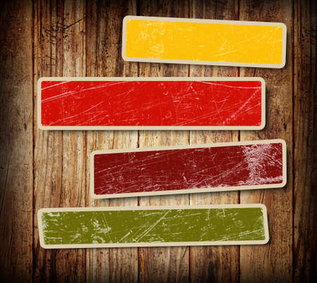 background with colorful boxes for text on wood backgroundの写真素材
