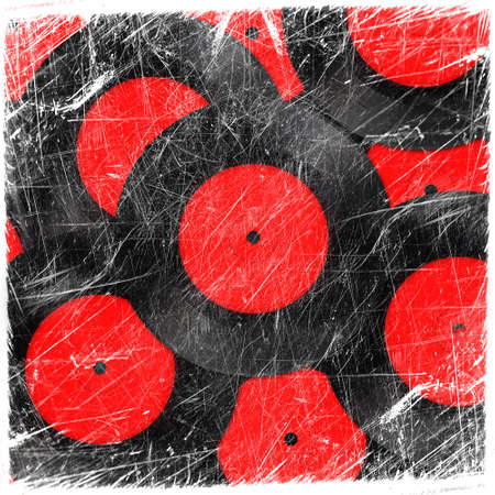 background with old vinyl recordsの写真素材