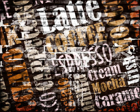 sorts of coffee background on grungeの写真素材