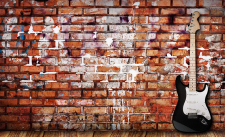 Guitar on grunge backgroundの写真素材