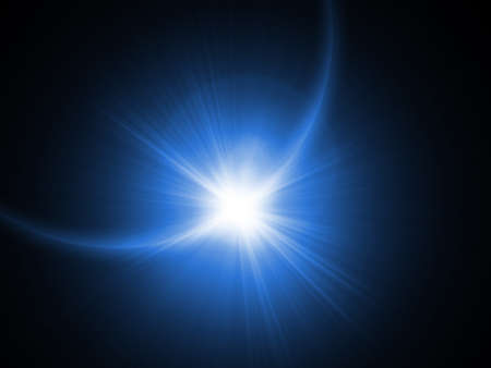planet in open space with sun raysの写真素材