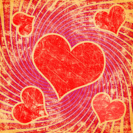 red seamless pattern with grunge heartの写真素材