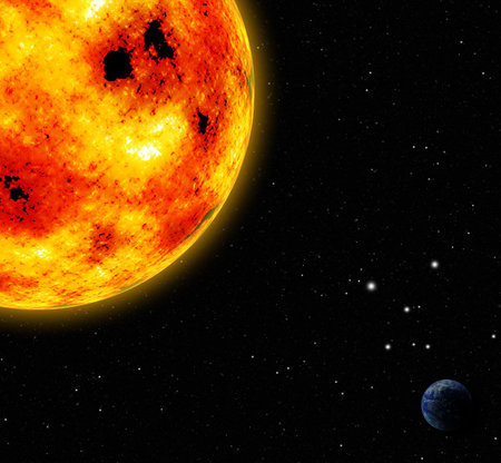sun with other planets in space
