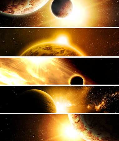 collage of 5 pictures with planetsの写真素材