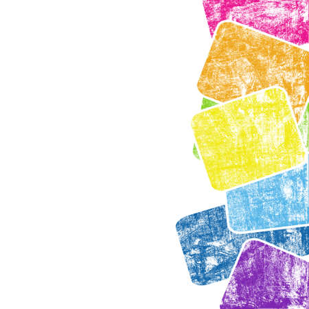 grunge colorful squares against white backgroundの写真素材